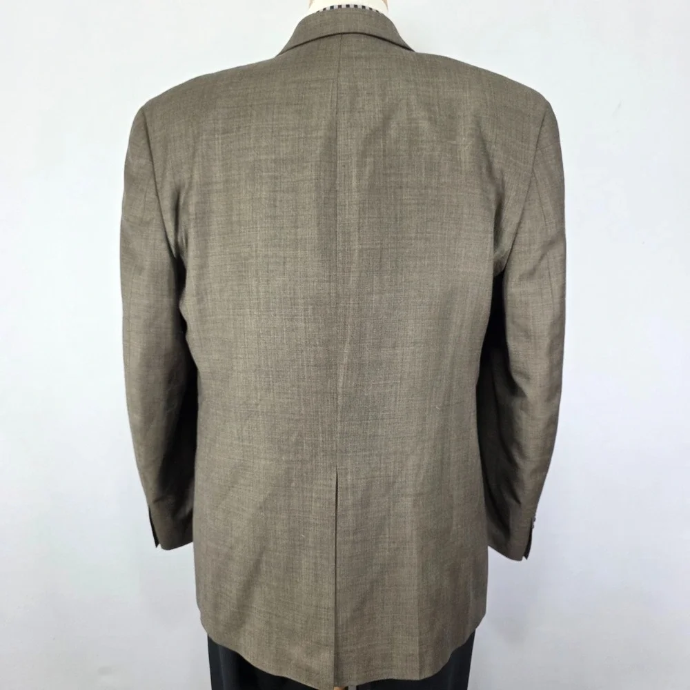 Chaps Men's Sport Coat Blazer‎ Two Button Brown Wool Shark Skin Size 44R